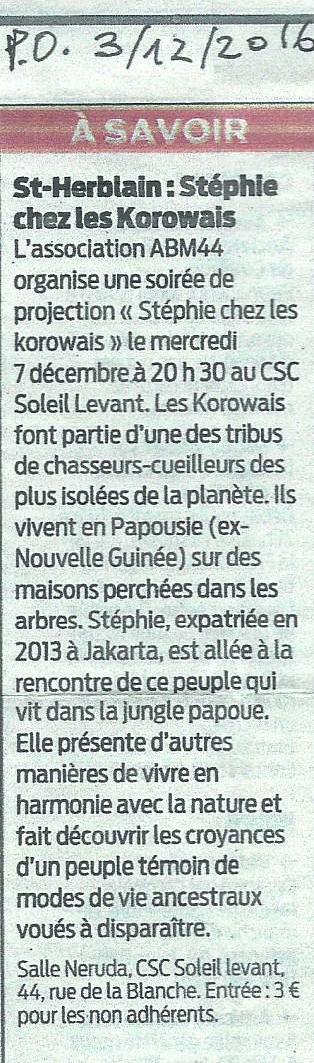 article presse océan korowai 3 décembre 2016